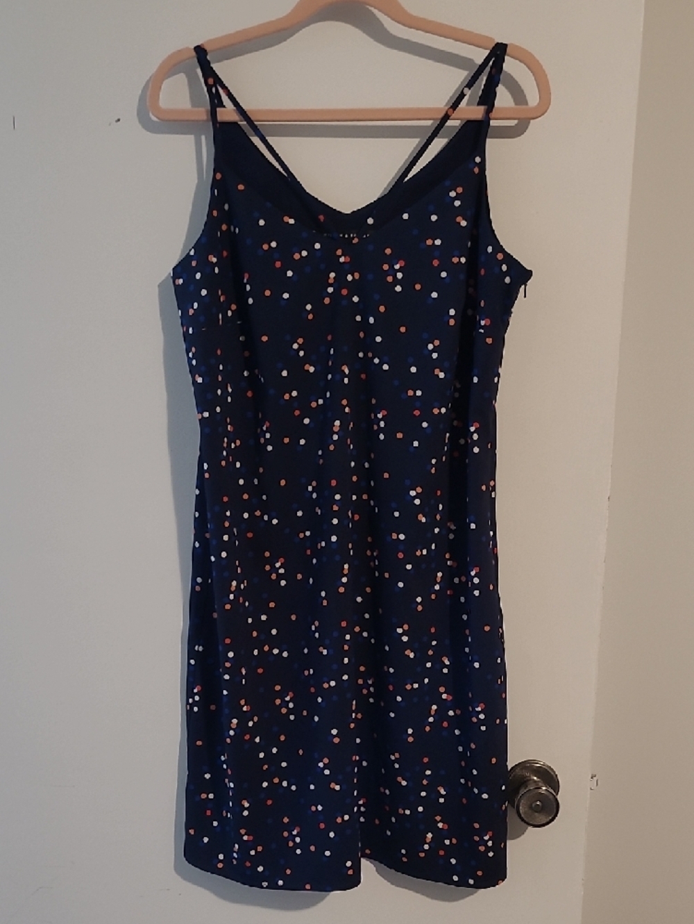 Navy Polka Dot Spaghetti Strap Mini Dress